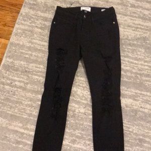 Frame skinny ripped jeans. Classic